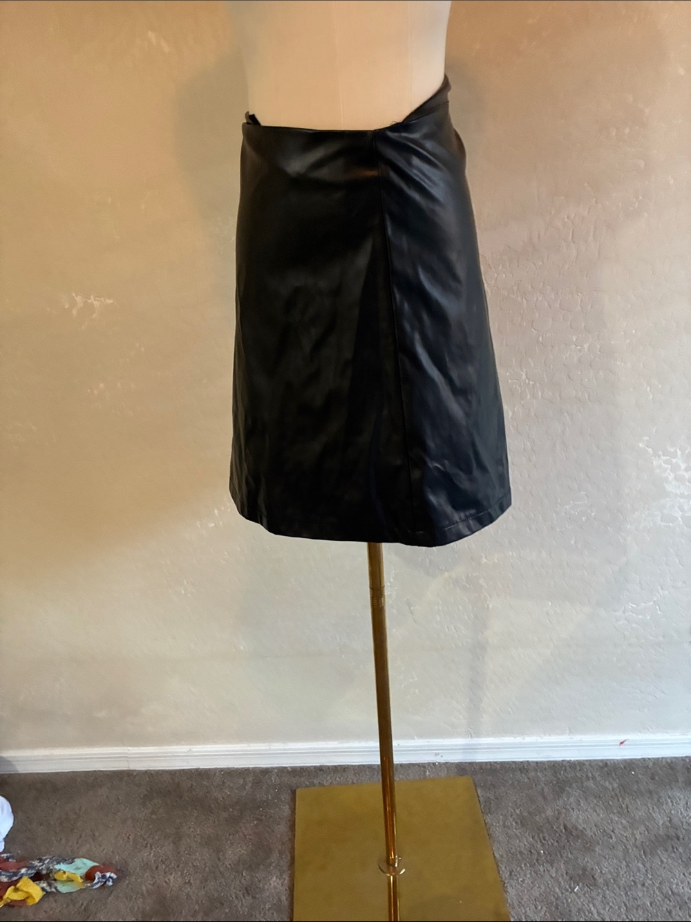 Black Faux Leather Mini Skirt - Kids Bottoms